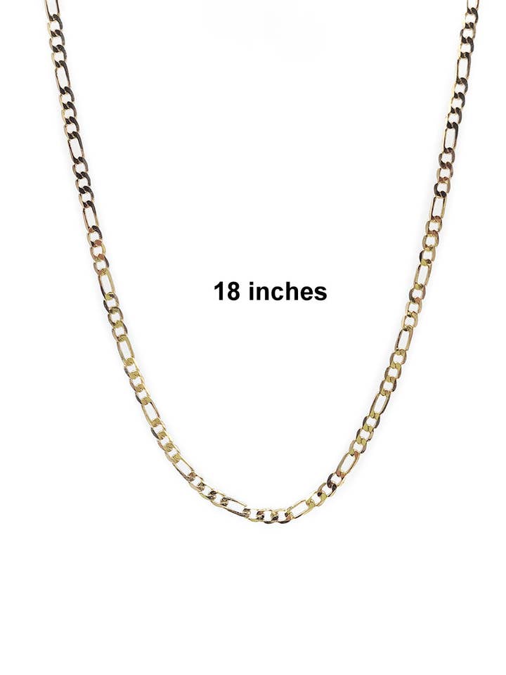 Brass Gold Plated Figaro 18 Inch Chain for wholesale by Lucylou Collection