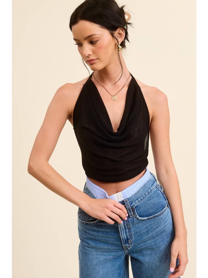 Mimosa - Wholesale Tank Top - Women's - Cowl Neck Open Back Tie Tank Top3