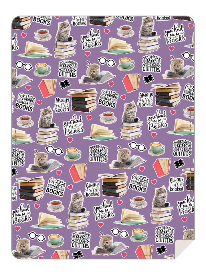 Cats & Books Throw Blanket for wholesale by BRIEF INSANITY