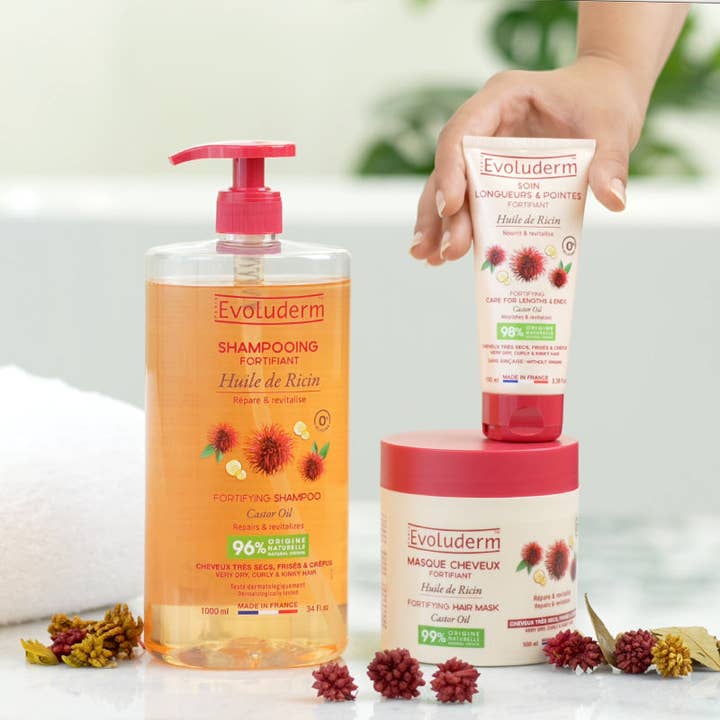 Rizinusöl-Haarpflege + Gratis Haarbürste für den Großhandel von Evoluderm