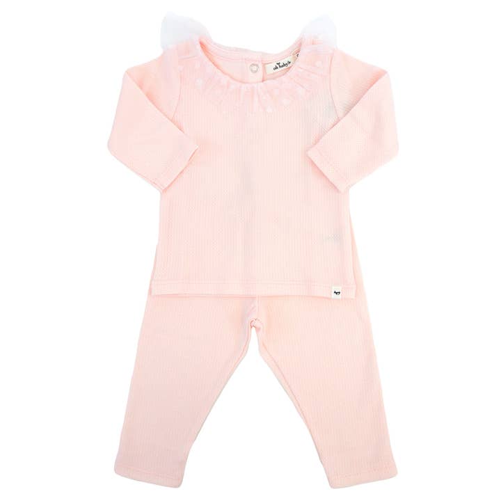 Pointelle Dotted Mesh Collar 2pc Set for wholesale by oh baby!