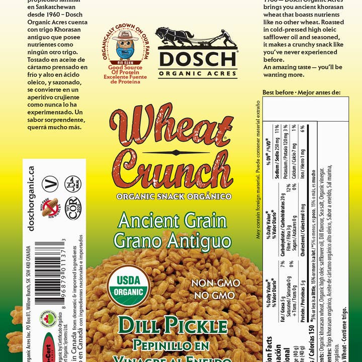 Dosch Organic Acres - Wholesale Gepofte snack - Tarwe Crunch augurk met dille 40 g