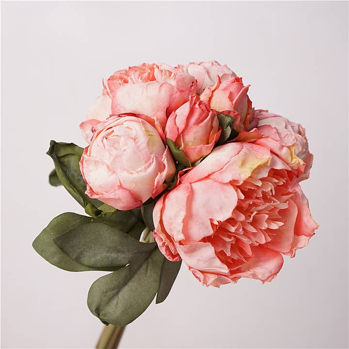 Sweet Home Deco - Wholesale Artificial Flowers - 12''T Silk Peony Floral Bouquet, Spring Peonies, 7 Stems