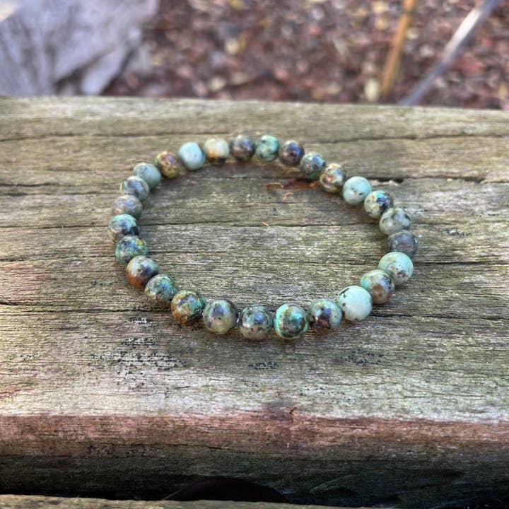 Elastic lithotherapy bracelet in dark African Turquoise for wholesale by Boutique Bohème