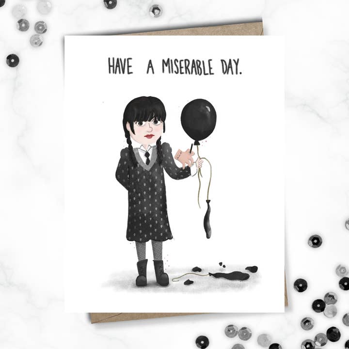 Carte d'anniversaire - Wednesday Addams pour la vente par Katie Stack Illustrates