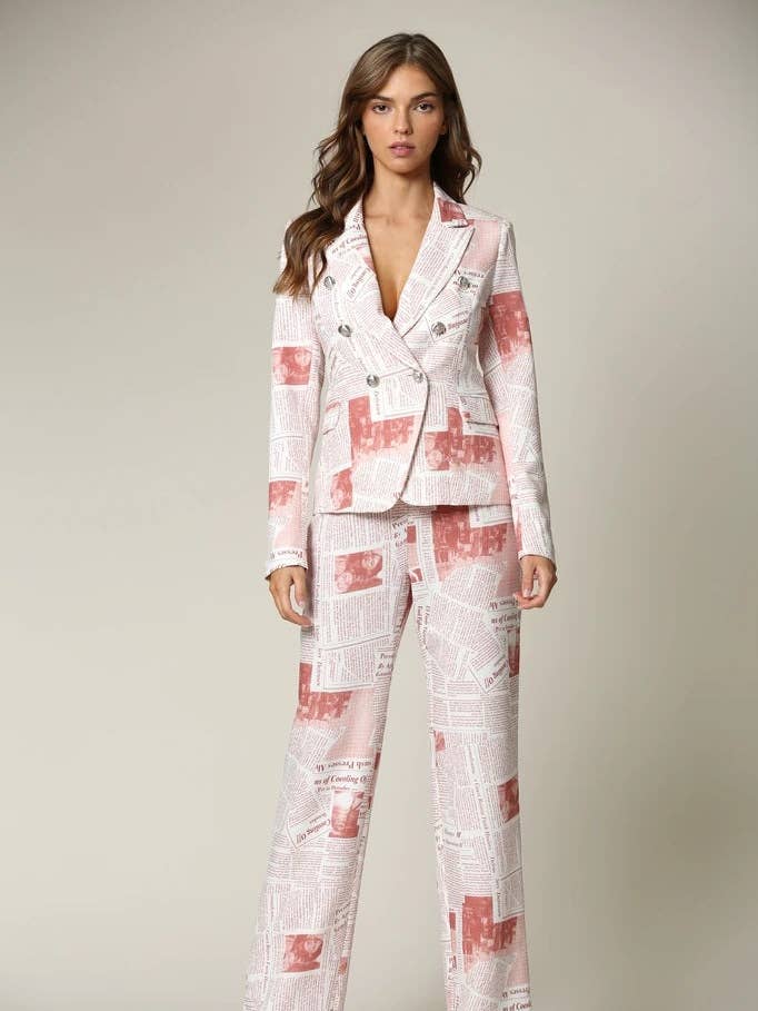 Conjunto de pantalones elegantes Mix & Match de dos piezas Scarlett Blush para venta al por mayor de The Steven Wick Company