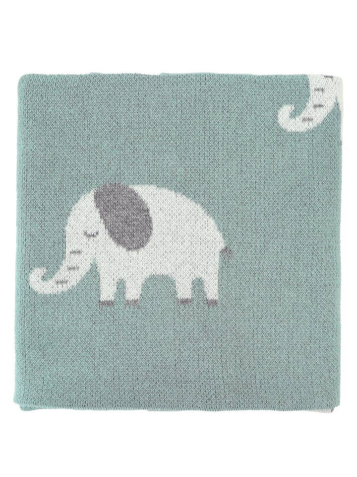 Little Otja - Wholesale Bedding blanket – Kids & Baby - Knitted Baby Blanket - Elephants, Teal