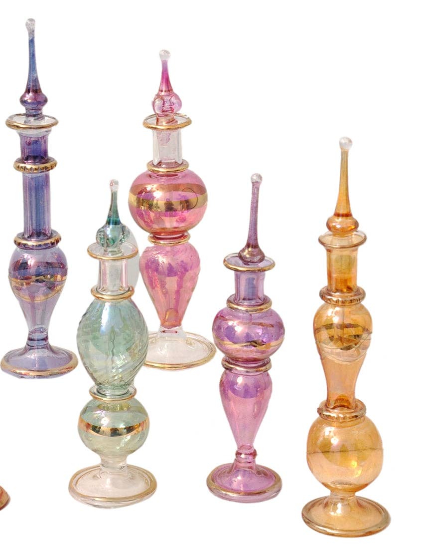 CraftsOfEgypt - Wholesale Atomizer Bottle - Genie Blown Glass Miniature Perfume Bottles for Perfumes & Essential Oils, Decorative Vials 4in High (12cm), Assorted Colors2