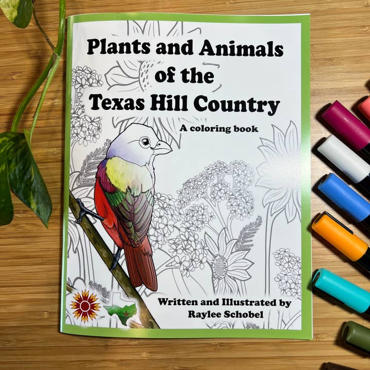 "Plants And Animals Of The Texas Hill Country" Coloring Book for wholesale by Raylee Schobel