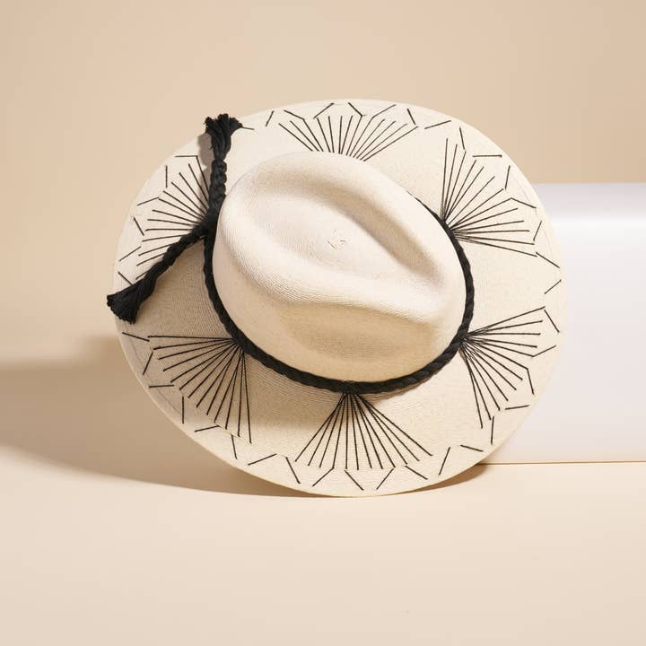 Hand-Stitched Fine Palm Hat - Black for wholesale by COCOMAR