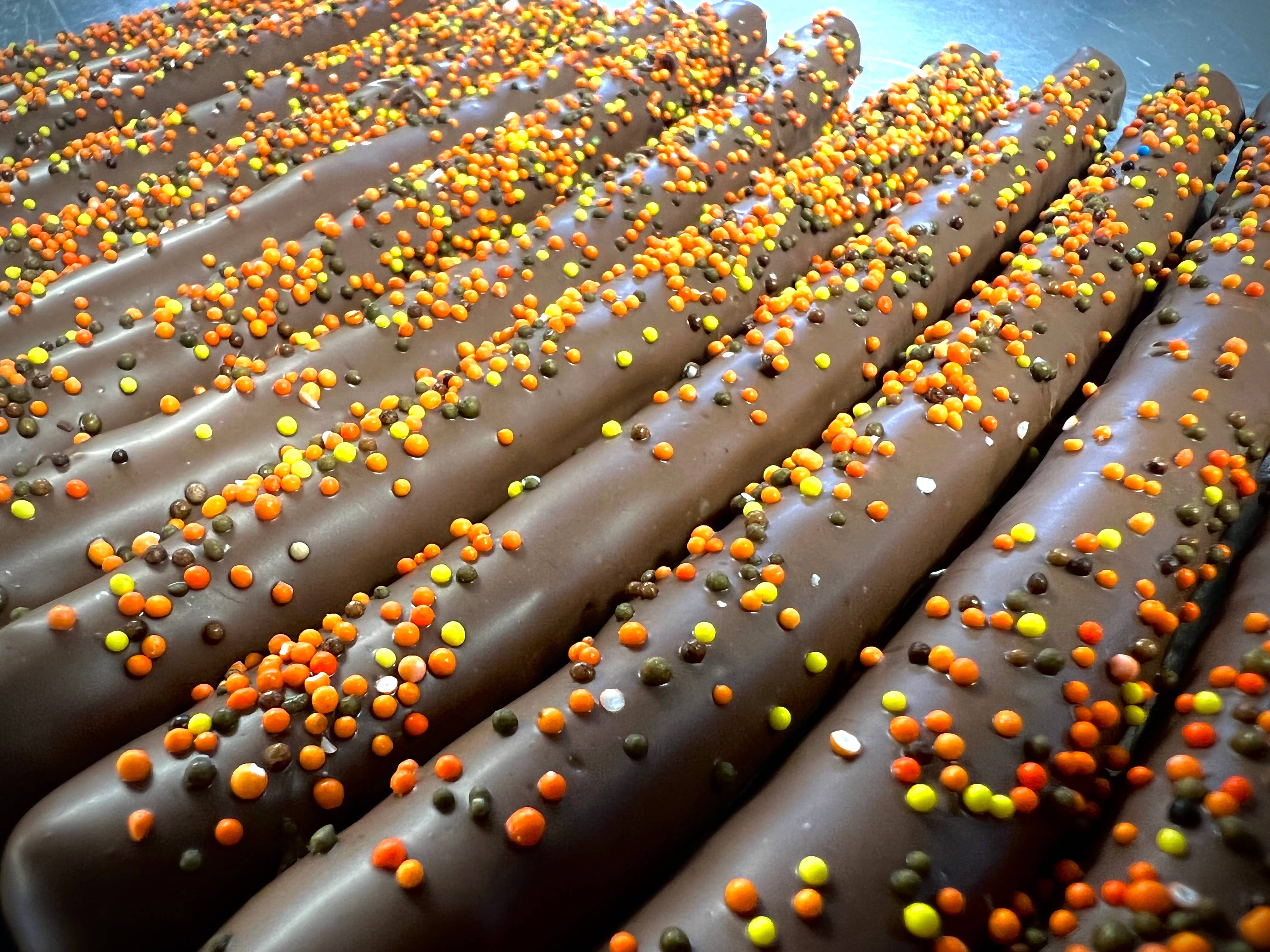 O'Shea's Candies Sweet Shop - Wholesale Chocolate Covered Sweets - Pretzel Rods - 2 PK - Milk Chocolate w/ Customized Color12