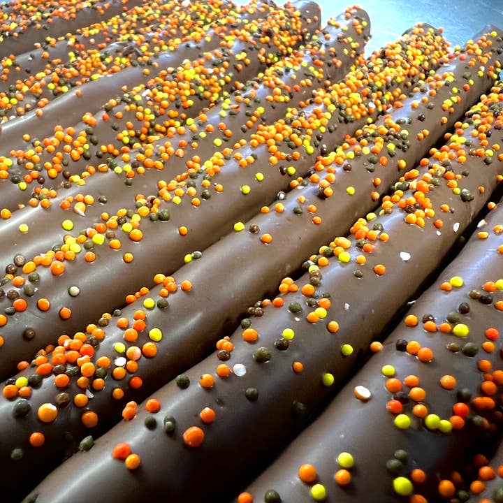 O'Shea's Candies Sweet Shop - Wholesale Chocolate Covered Sweets - Pretzel Rods - 2 PK - Milk Chocolate w/ Customized Color12