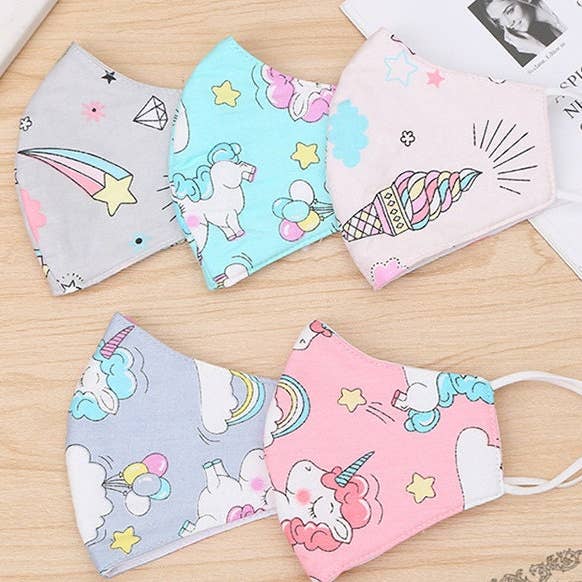Clearance!!!new, Kids Face Mask , Unicorn Face Mask, Organic Cotton Face Mask For Kids, Toddler Face Mask, With Adjustable Ear Strap. for wholesale by FanakoStudioNYC