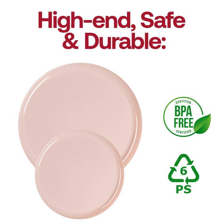 Smarty had a Party - Wholesale Disposable Plate - 10" Pink Flat Round Plastic Dinner Plates - 120 pcs4