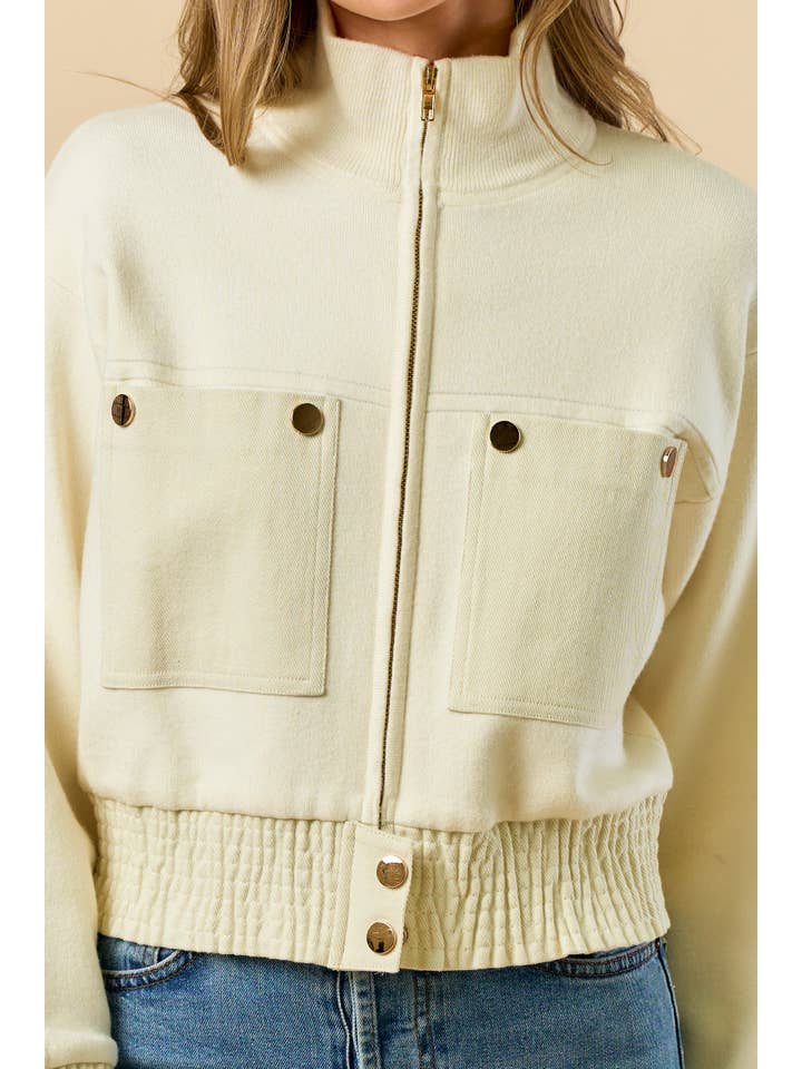 IVORY ILT5716 Mock Neck Zip-Up Jacket for wholesale on Faire