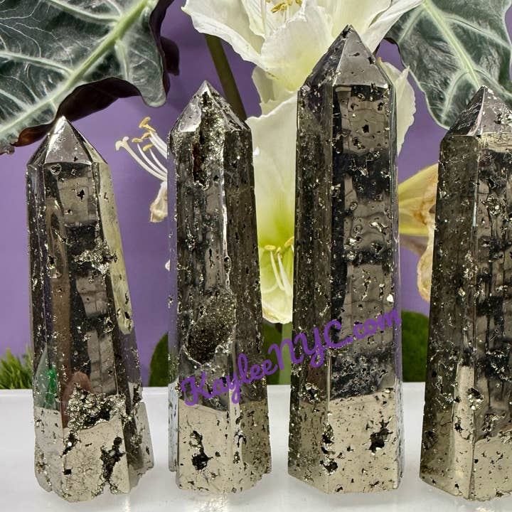 Lote por Atacado 4 pcs Obelisco de Pirite Natural por atacado de KayleeNYC