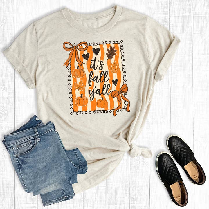 Retro Coquette It's Fall Y'all Graphic Tee for wholesale by The Way Down South