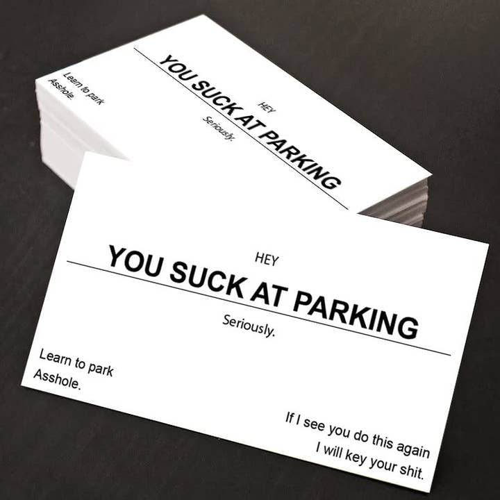 Novelty Business Cards(You Suck At Parking) for wholesale by AAHS Enterprises