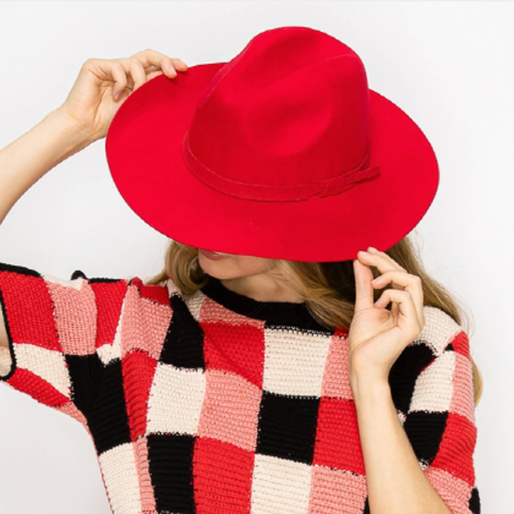 Red Premium Wool Pencil Brim Hat -Red for wholesale on Faire10