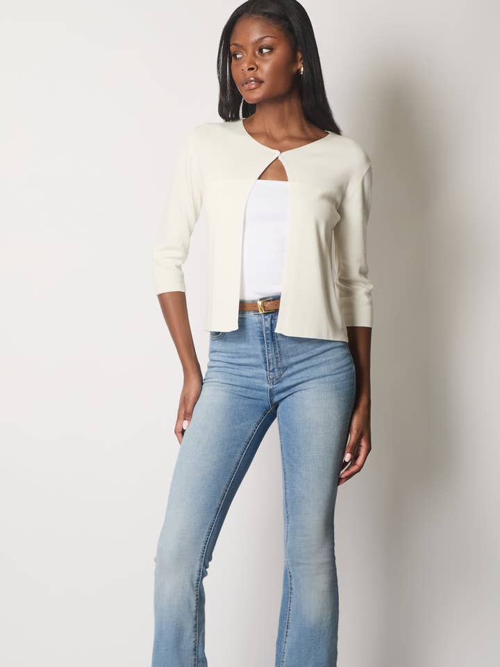 Cárdigan corto de un solo botón - Blanco para venta al por mayor de SOLO