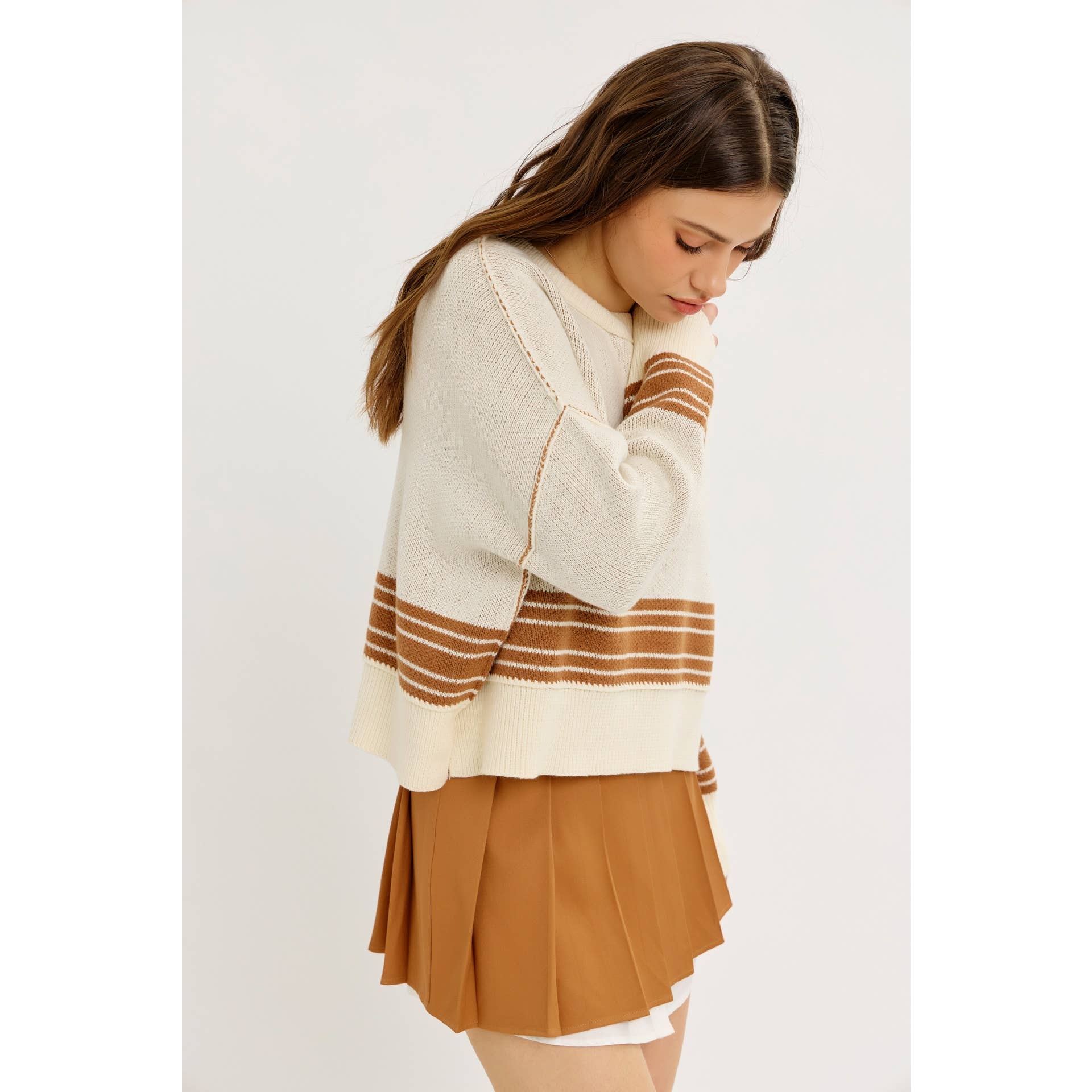 idem ditto - Vente Pull en maille – femme - PULL EN MAILLE RAYÉE BOXY INFINIMENT POLYVALENT20