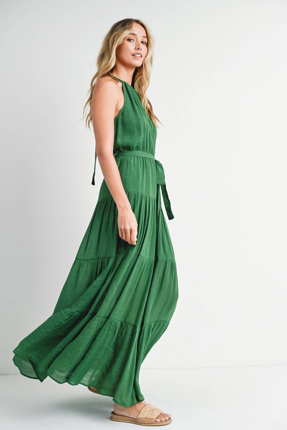 Bluivy – Vestido - Mulher por atacado – VESTIDO MAXI DE CINTURA COM HALTER EM CAMADAS16