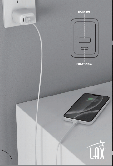 LAX Gadgets - Wholesale Portable Charger - PD30W Wall Charger With USB-C to USB-C Cable—Retail Pack1