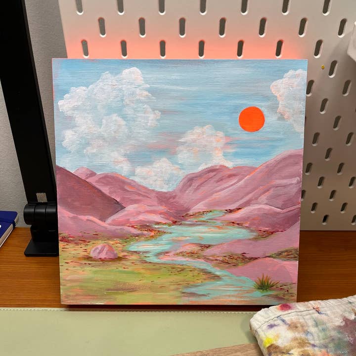 Alpes dystopiques – Peinture originale pour la vente par uncomfy cherry