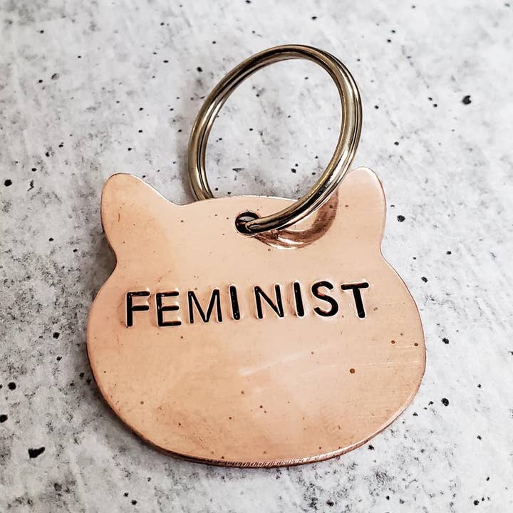 Salt and Sparkle - Vente Porte-clés – femme - Feminist Porte-clés en cuivre en forme de tête de chat0