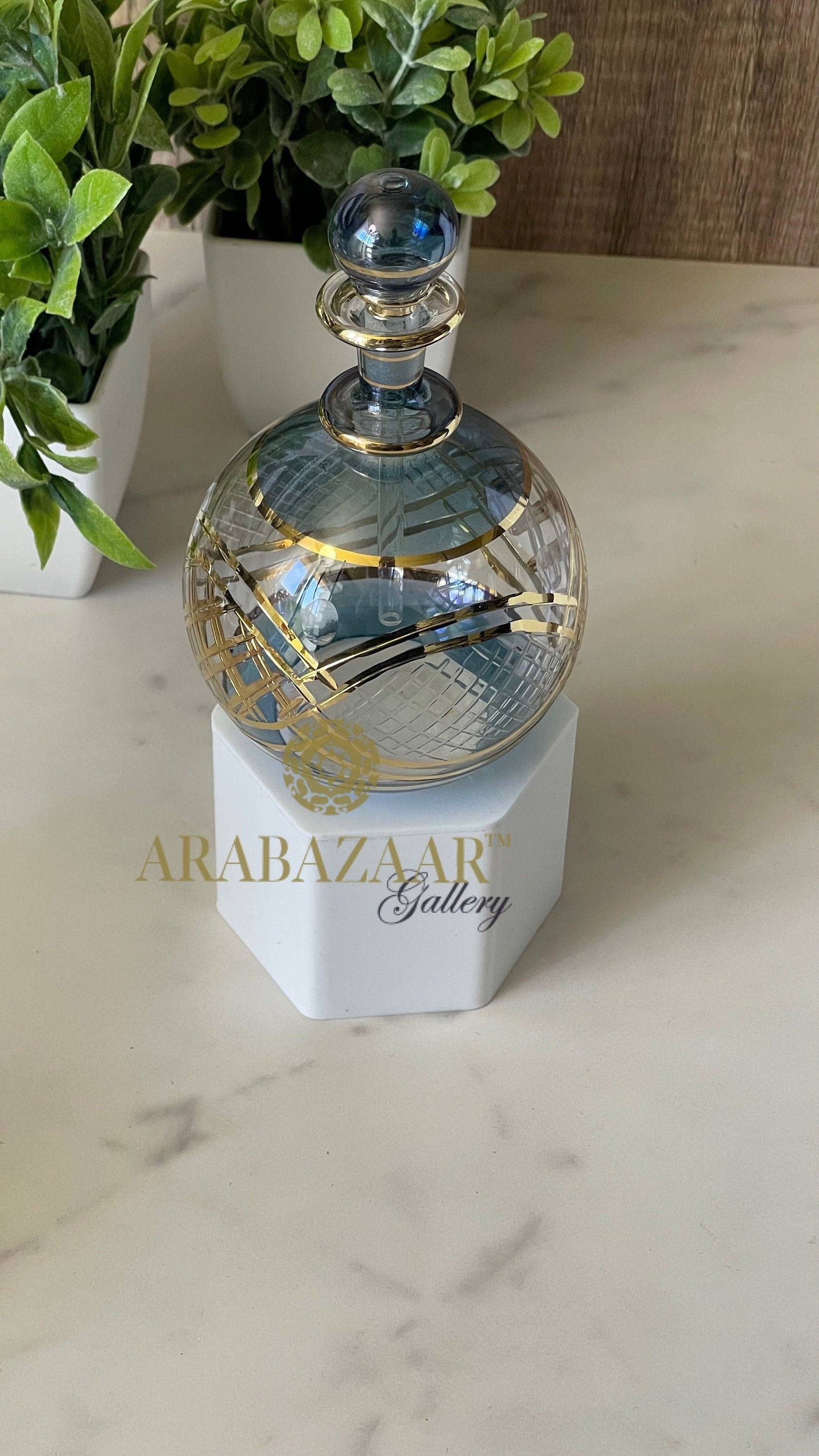 Arabazaar Gallery LLC – Perfume/Eau de Toilette por atacado – Frasco de Perfume Egípcio Flat Globe Shape W/14 K Gravação às Mãos5
