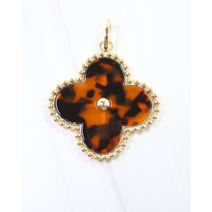 Caroline Hill - Wholesale Individual Charm/Pendant - Gina Large Clover Charm Tortoise1