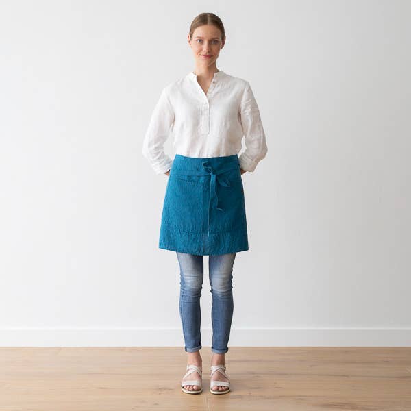 STONE WASHED CAFÉSCHORT ZEEBLAUW voor wholesale door LinenMe