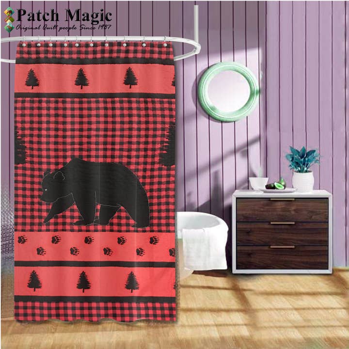 Bear Track Shower Curtain 72"W x 72"L | Handmade for wholesale by Patch Magic