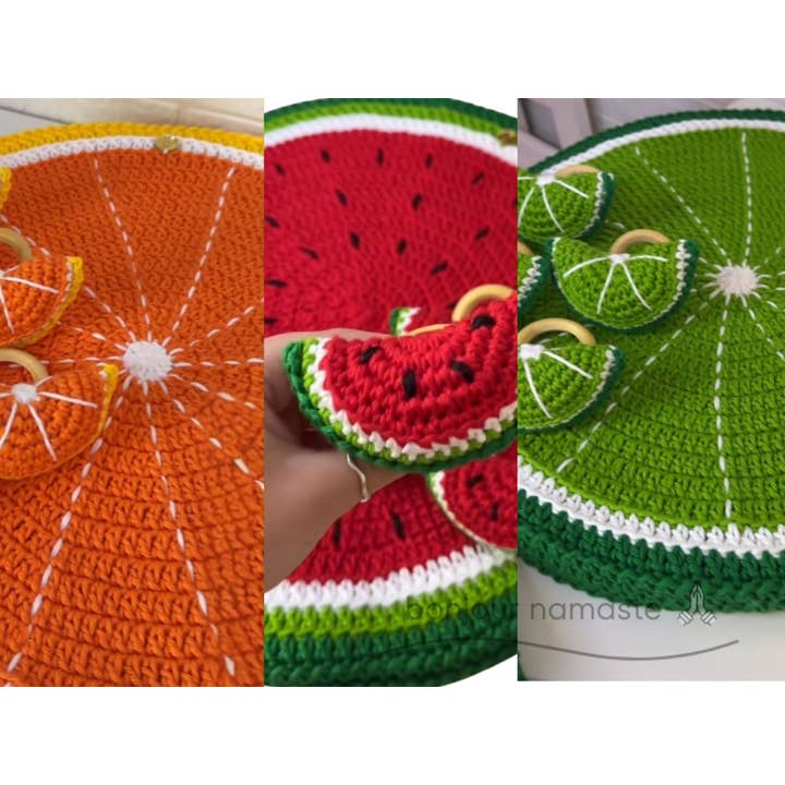 Tovagliette e Portatovaglioli a Tema Frutta Fatti a Mano per la vendita all'ingrosso da parte di Bonjour Namaste