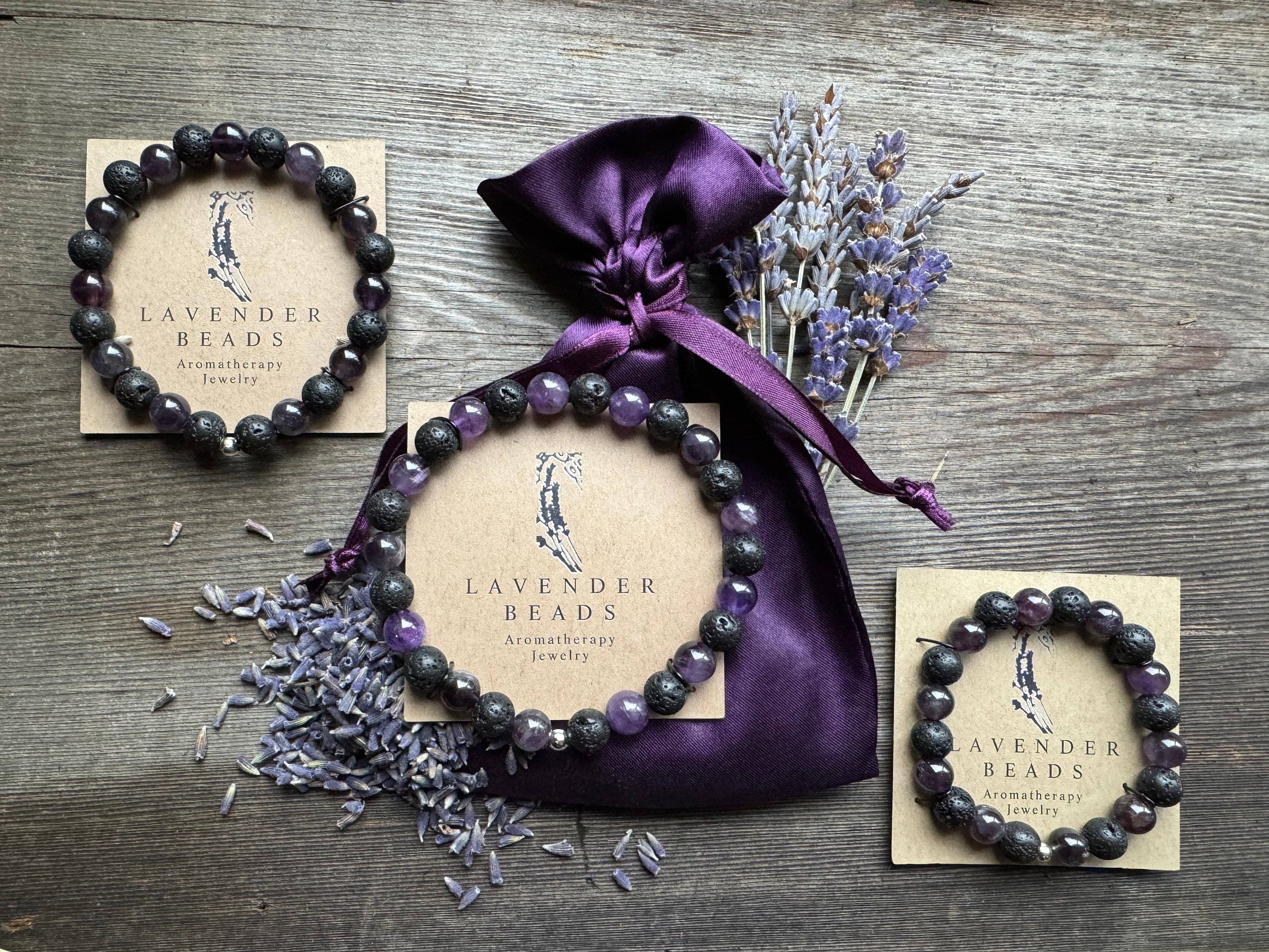 Lavender Beads - Wholesale Aromatherapy Bracelet - Aromatherapy Diffuser Bracelet Lava Stone and Amethyst1