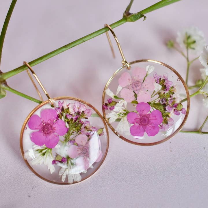 Pink Garden Earrings for wholesale by Rose & Bramley