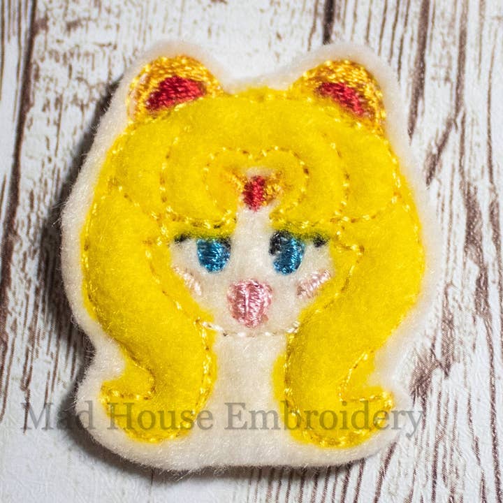 Moon Princess Feltie | Moon Princess Felt | Uncut Moon Princess Feltie | Uncut Felt Feltie | Uncut Felt | Felt Applique | Feltie | Felties for wholesale by Mad House Embroidery
