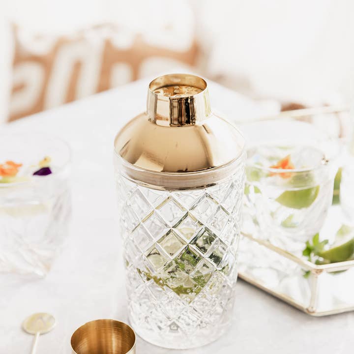 UBERSTAR - Wholesale Cocktail Shaker - Glass Cocktail Shaker (600ml 20 oz) - Gold