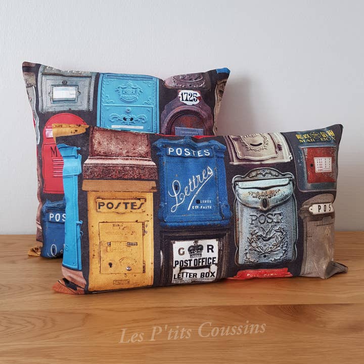 Les P'tits Coussins - Vendita all'ingrosso Cuscini decorativi - Cuscino con motivi industriali per cassetta delle lettere vintage1