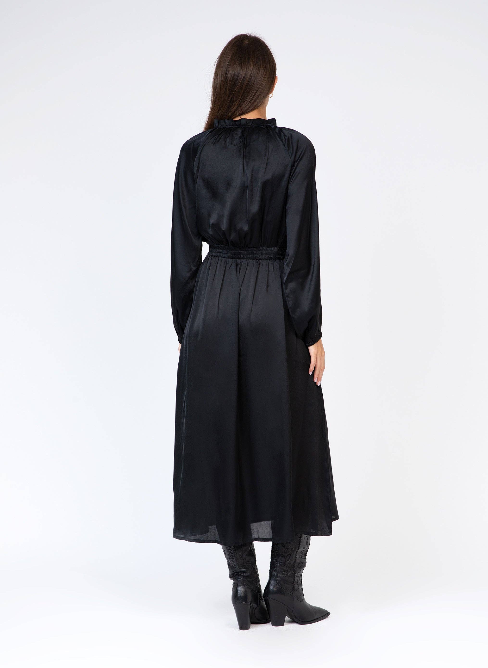 An'ge – Vestido - Mulher por atacado – Vestido longo OXENCE preto3