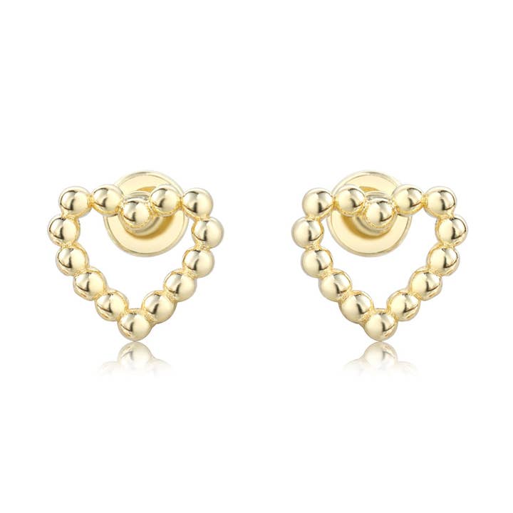 Gold Open Heart Screw Back for wholesale by The Tiny Gem