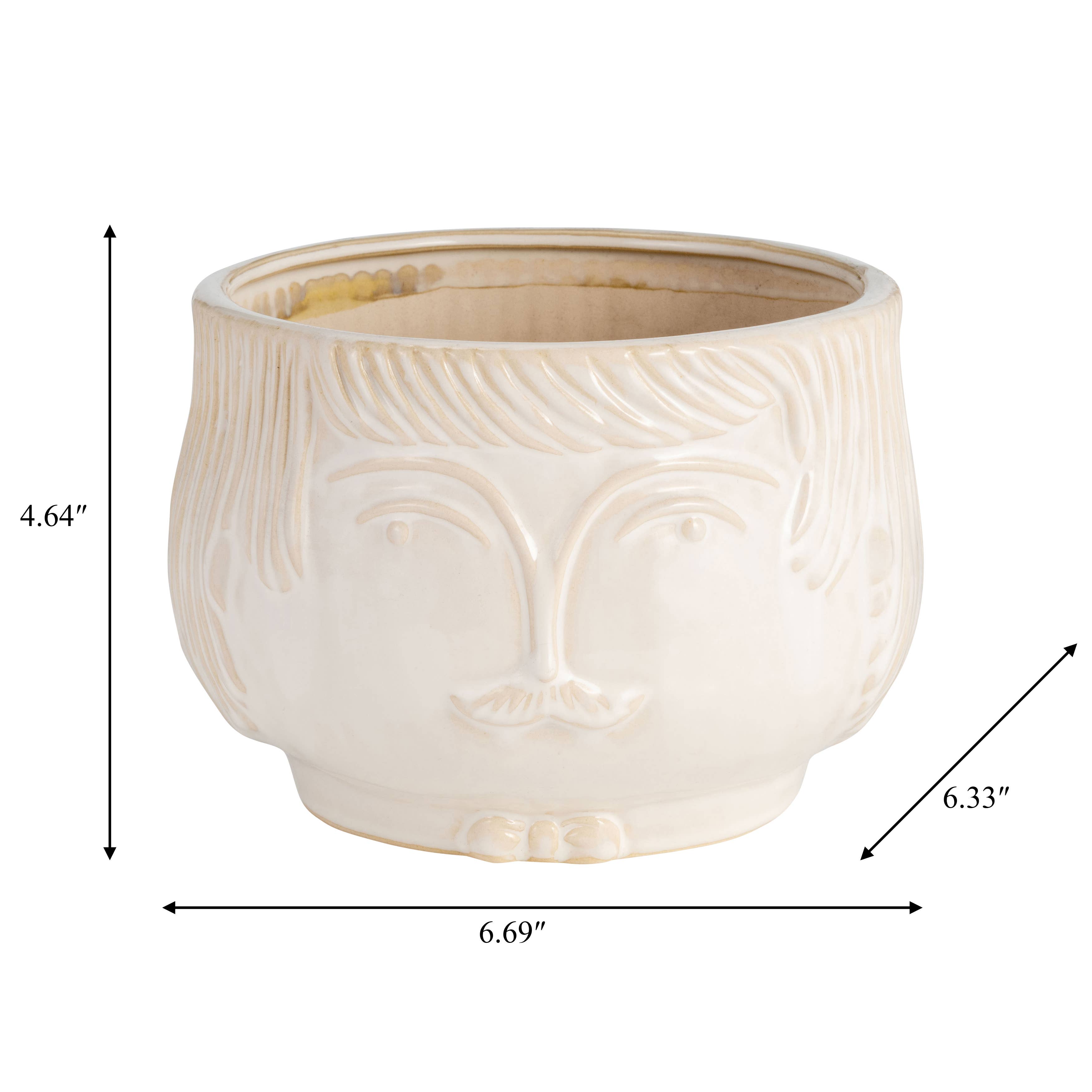 Sagebrook Home - Wholesale Plant Pot - Planter - White Ceramic Grandpa Face Shaped, 7 in.3