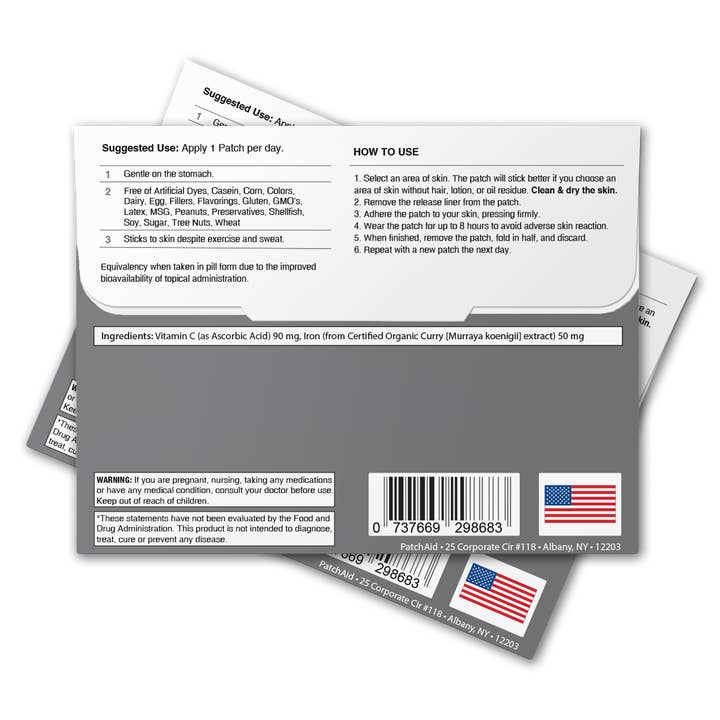 PatchAid - Venta al por mayor Suplementos/vitaminas para beber - Simply Iron Patch - Suplemento de hierro suave y eficaz5