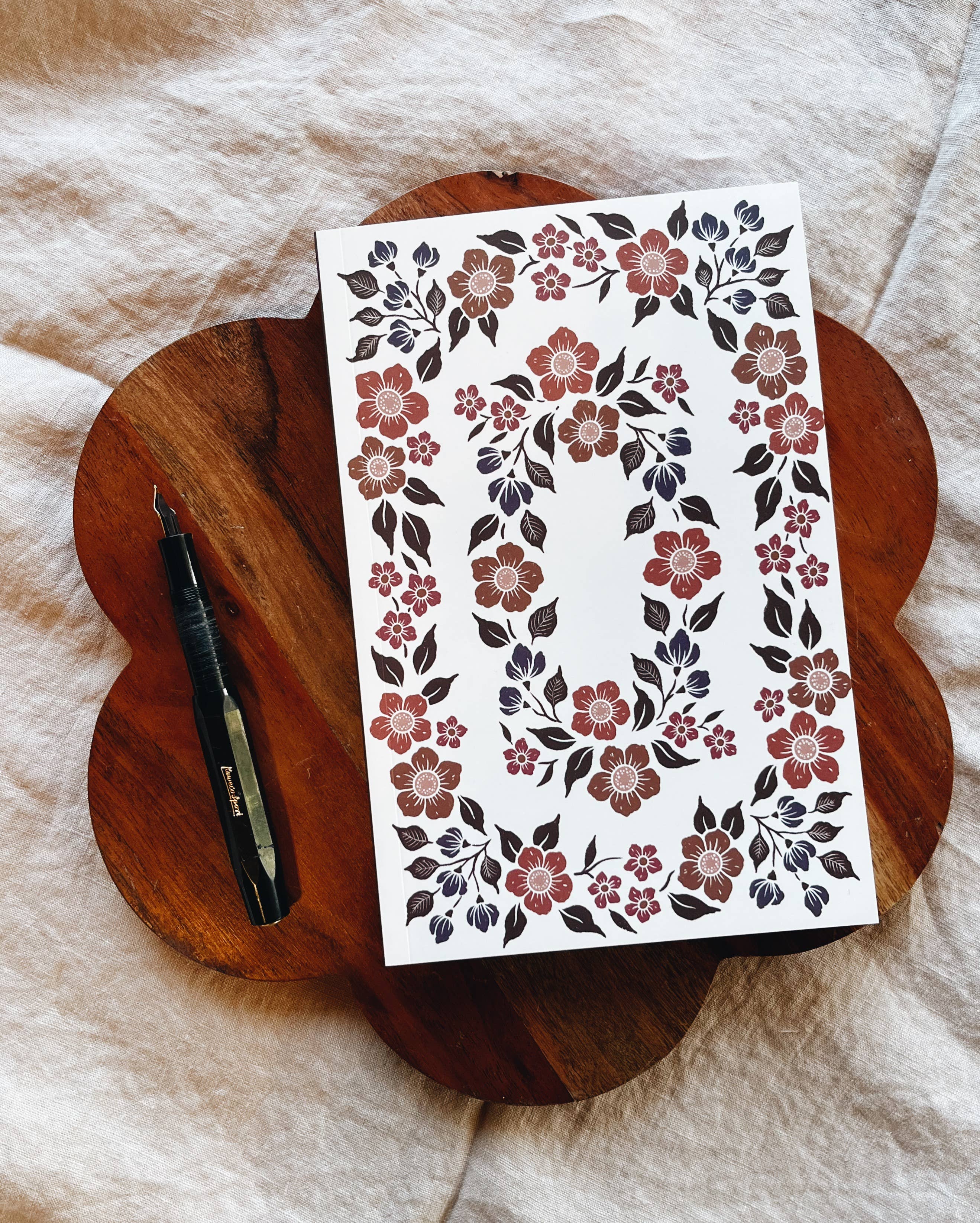 Wholesale Floral Wreath Notebook A5 Size Velvet Touch Lined