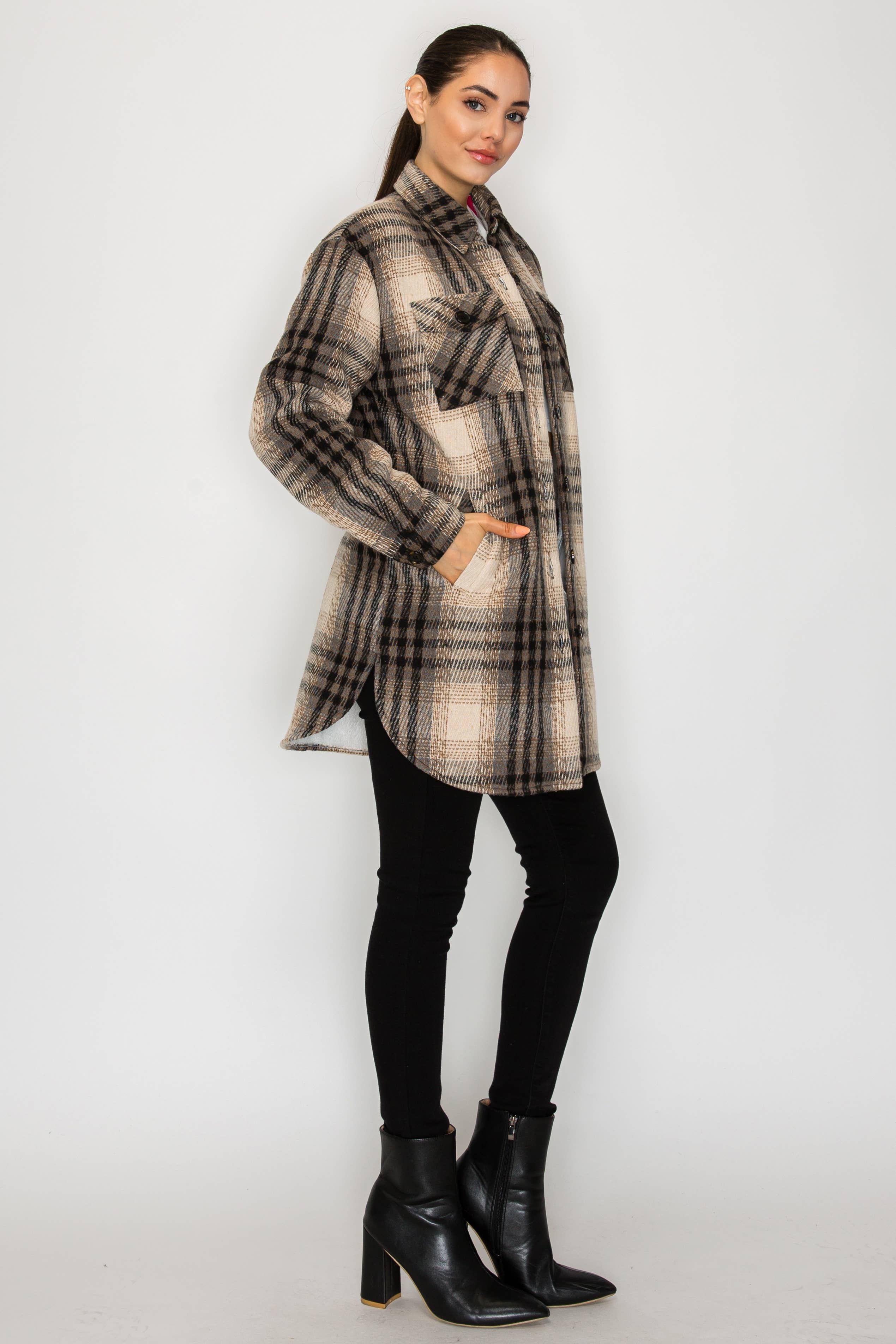 PATRONCITO USA INTERNATIONAL, INC - Wholesale Shirt Jacket/Shacket - Women's - Women Plaid Long Button Shirts Jackets (Shakets) LJ450-202542