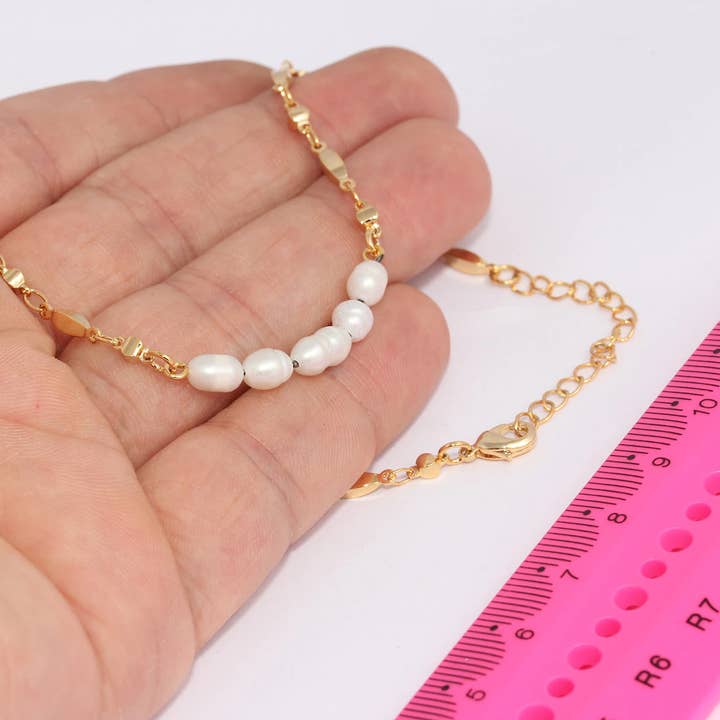 Collier prêt à porter en perles de perles dorées brillantes 24k de 18 mm, CHK635 pour la vente par QueenJewelryM