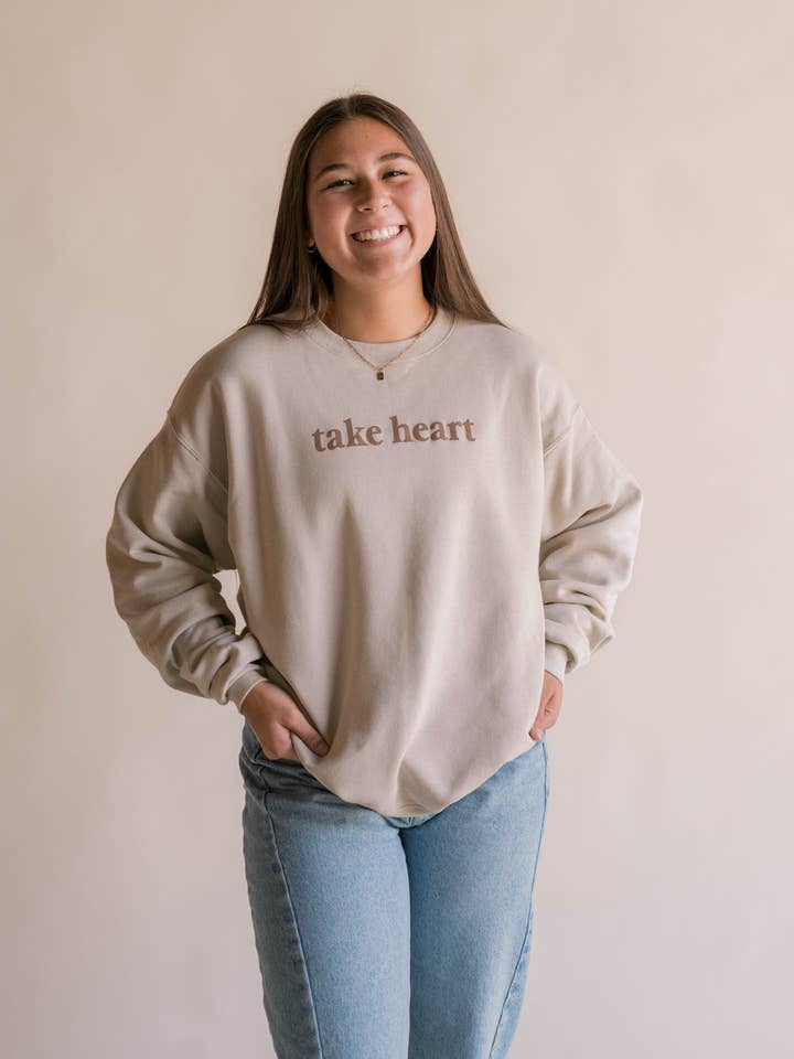 Dear Heart - Wholesale Graphic Sweatshirt - Women's - Take Heart Pullover | Christian Pullover 3