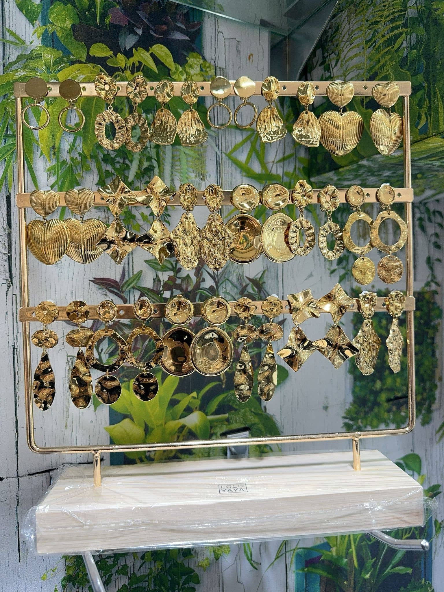 Gold Set of 18 pairs of clip-on earrings for wholesale on Faire0