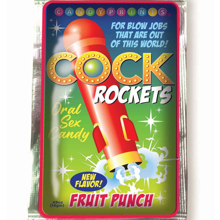 Little Genie Productions - Vente Sex toys - Bonbons Cock Rockets pour sexe oral, présentoir de 36 pièces saveur punch aux fruits, pomme verte et orange🍹🍏🍊2