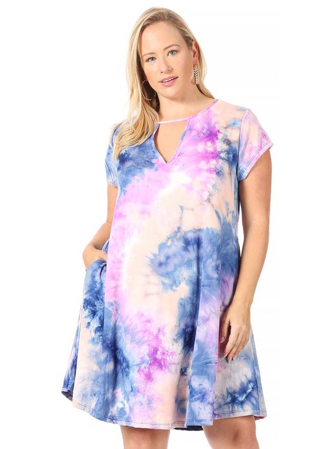 VIBE Apparel Co – wholesale Klänning - Dam – Plus slips färgämne nyckelhål sväng klänning28